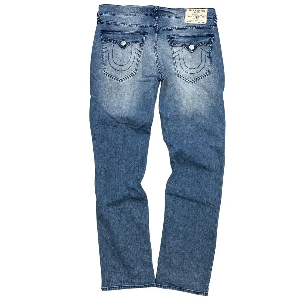 Men’s True Religion Blue denim jeans Ricky Relaxed straight 34x34 flap pocket